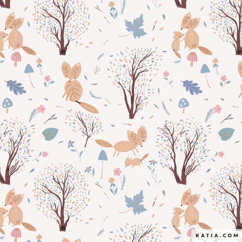Cotton Jersey - 1/4 Meter - Leaf Foxes