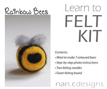 Load image into Gallery viewer, Rainbow Bees Complete Needle Felting Kit