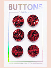 Load image into Gallery viewer, Red Confetti Glitter Circle Buttons - Small -  6 pack