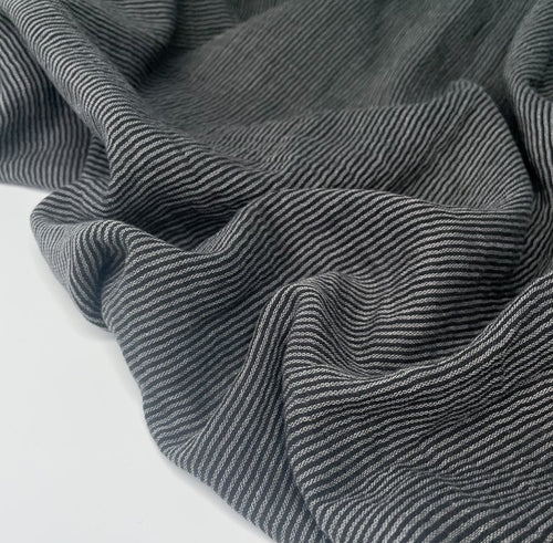 Organic Cotton Double Gauze - 1/2 meter - Micro Stripe - Black