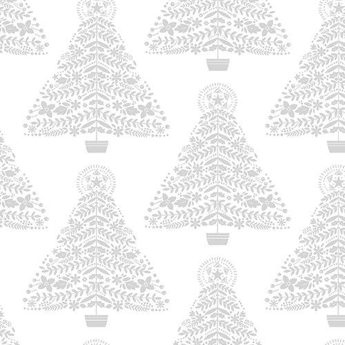 Holiday Snow - Benartex - Christmas Trees - White on White