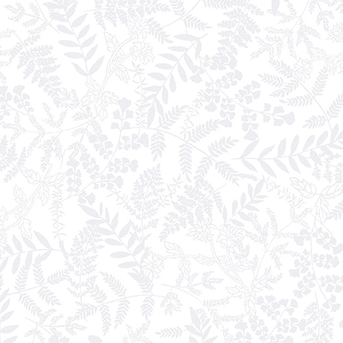 Rhapsody in White - Benartex - Ferns - White on White