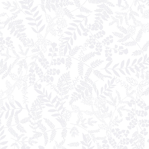 Rhapsody in White - Benartex - Ferns - White on White