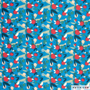 Cotton POPLIN - Katia Fabrics - 1/2 Meter - Blue Nuts