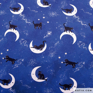 ECOVISCOSE - Katia Fabrics - 1/2 Meter - Cats and Moons