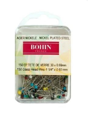 Bohin Glass Head Pins - Assorted Colours