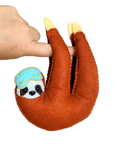 Sleepy Sloth Hand Stitching Felt Kit - Rita Van Tassel Studio