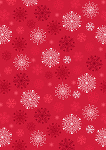 Snow Day Flannel - Lewis & Irene - Snowflakes on Red