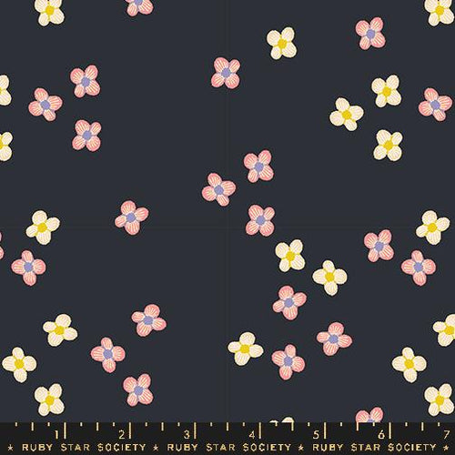 Favourite Flowers - Ruby Star Society - 1/4 Meter - Blossom - Soft Black