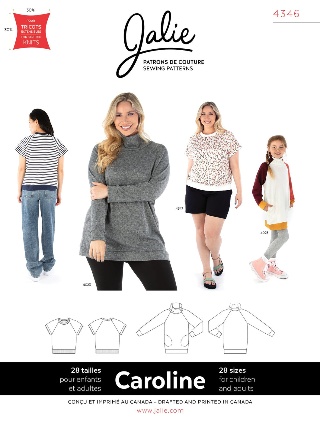 Caroline Raglan Tee and Tunic - Paper Pattern