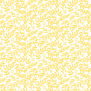 Cosmo Cats - Bernartex - 1/4 Meter - Cosmo Leaves - Yellow