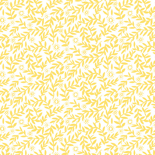 Cosmo Cats - Bernartex - 1/4 Meter - Cosmo Leaves - Yellow