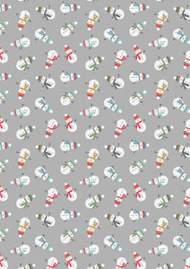 Snow Day Flannel - Lewis & Irene - Scattered Snowmen on Grey