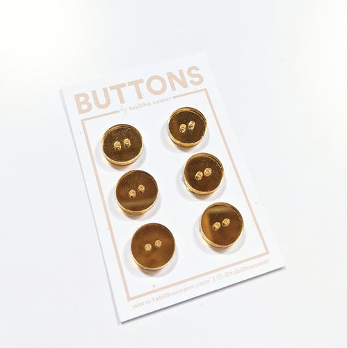 Gold Mirror Circle Buttons - Small - 6 pack