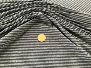 Bamboo/Organic Cotton Jersey Stripe - By The 1/4 Meter - Charcoal/Black