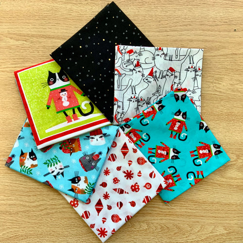 Meowy Christmas by Bernartex - Fat Quarter Bundle (6)