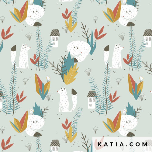 Cotton POPLIN - Katia Fabrics - 1/2 Meter - Dalamata Wolf