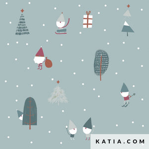 Fine Weight CANVAS - Katia Fabrics - 1/2 Meter - Christmas Gnomes