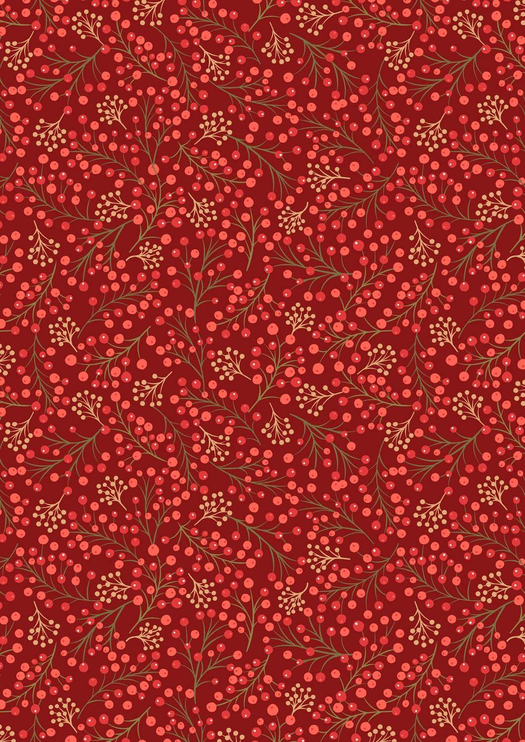 New Forest Winter FLANNEL - Lewis & Irene - 1/4 Meter - Winter Berries on Red