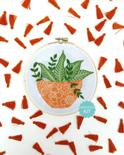 Load image into Gallery viewer, Orange Flower Pot Embroidery Kit