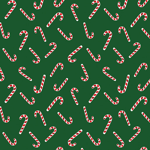 Merry Gnomeville  - Benartex - by the 1/4 Metre - Forest Green
