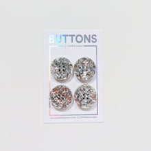 Load image into Gallery viewer, Silver Confetti Glitter Buttons - Large - 4 pack