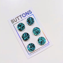 Load image into Gallery viewer, Turquoise Confetti Glitter Circle Buttons - Small - 6 Pack