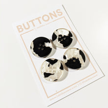 Load image into Gallery viewer, Jasper Circle Button - Black &amp; White Pearl - Large (0.81&quot;) - 4 pack