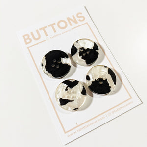 Jasper Circle Button - Black & White Pearl - Large (0.81") - 4 pack