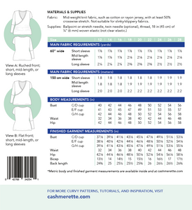 Dartmouth Top (Sizes 12-32) - Paper Pattern