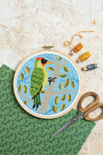 Load image into Gallery viewer, Green Woodpecker Cross Stitch Kit by Hawthorn Handmade