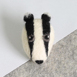 Badger Brooch Needle Felting Kit by Hawthorn Handmade