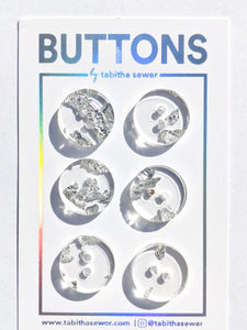 "Platinum Flakes" Buttons - Small - 6 pack