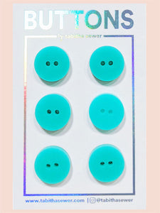 Aqua Classic Circle Buttons - Small (0.59") - 6 pack