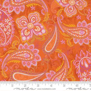 Paisley Rose by Crystal Manning for Moda - 1/4 Meter - Clementine