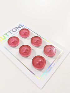 Strawberry Pink Circle Buttons - Small - 6 pack