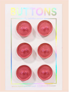 Strawberry Pink Circle Buttons - Small - 6 pack