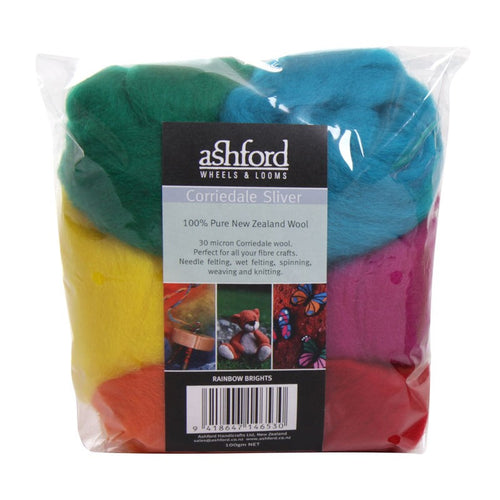 Corriedale 7 Colour Pack (100g) - Roving - Rainbow Brights