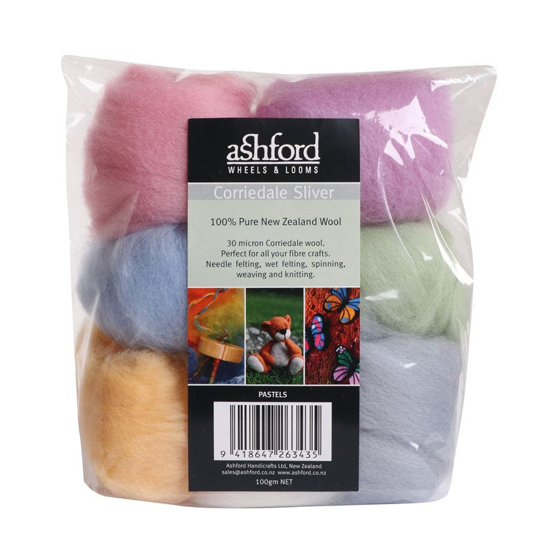 Corriedale 7 Colour Pack (100g) - Roving - Pastels