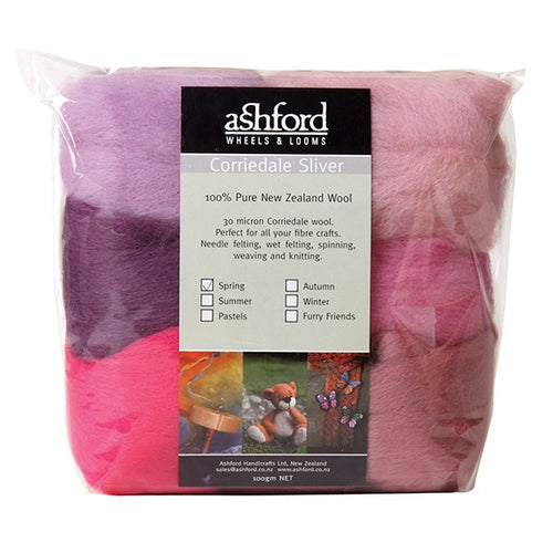 Corriedale 7 Colour Pack (100g) - Ashford Dyed Fibre - Spring