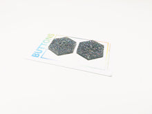 Load image into Gallery viewer, Silver Holographic Hexi XL Buttons (1.25&quot;) - 2 pack