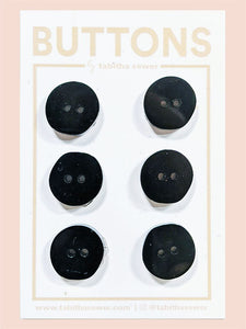 Irregular Circle Buttons - Onyx - Small - 6 pack