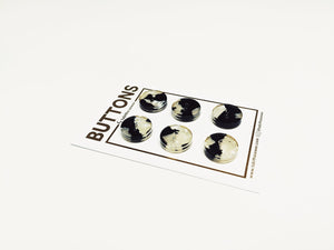 Jasper Circle Button - Black & White Pearl - Small - 6 pack