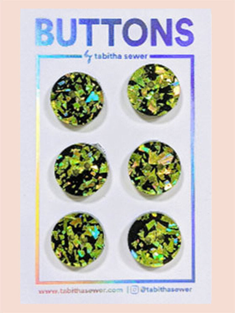Key Lime Green Confetti Glitter Circle Buttons - Small (0.59