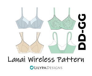 Lanai Wireless Bra Pattern ( Sizes A-DD, DD-GG or GG-KK) - Paper Pattern