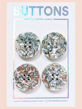 Load image into Gallery viewer, Silver Confetti Glitter Buttons - Large - 4 pack