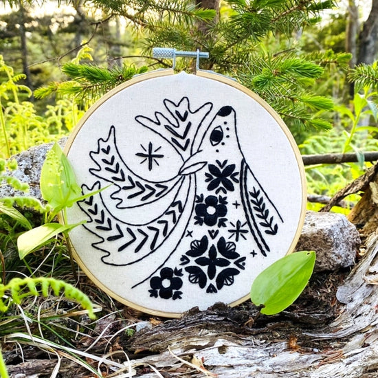 Folk Caribou Embroidery Kit - Black
