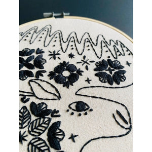 Folk Moose Embroidery Kit - Black
