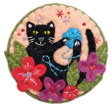 Load image into Gallery viewer, Black Cat Brooch Felt Kit by Hawthorn Handmade