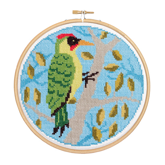 Green Woodpecker Cross Stitch Kit by Hawthorn Handmade